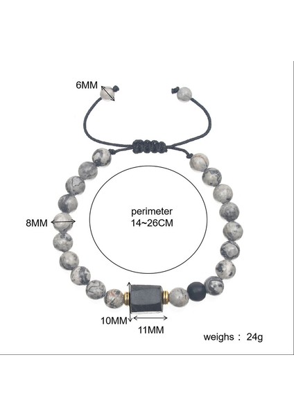 Erkek Doğal Taş Ayarlanabilir Bileklik - Gri (Yurt Dışından) fırsatları
