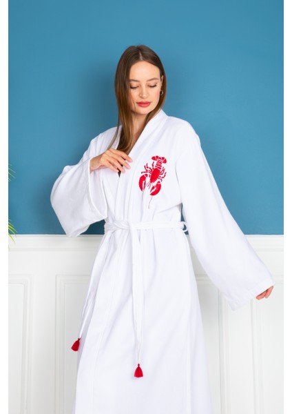 Kırmızı Istakoz Nakışlı Kimono&kaftan