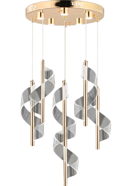 Jadon 4'lü Yuvarlak 3 Renkli 35 Watt Gold Kristal Ledli Modern Oturma Odası Salon Sarkıt Avize modelleri