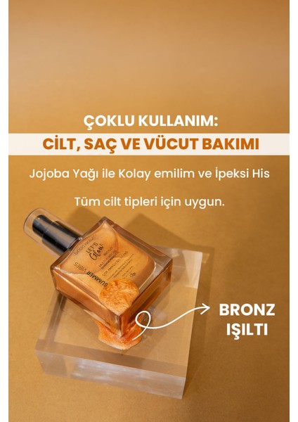 Nemlendirici Işıltılı Bronze Çok Amaçlı Vücut Yağı 50 ml