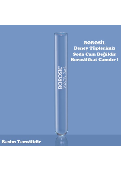 Cam Deney Tüpü 25x150mm - Test Tüpü 55mL - 100 Adetlik Toptan Set - Isıya Dayanıklı