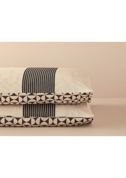 Geodesic Dijital Baskılı Soft Cotton 2'li Yastık Kılıfı 50X70 cm Antrasit - Yeşil