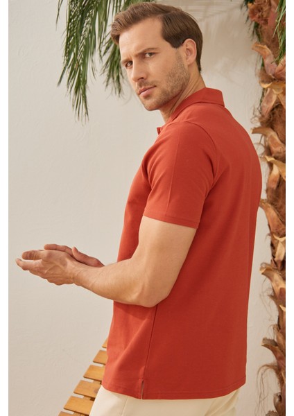 Erkek Basic Polo Yaka Tişört (Regular Fit) Kiremit fiyatları