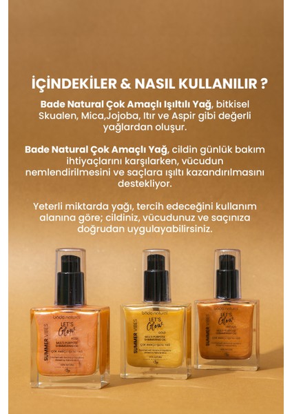Nemlendirici Işıltılı Gold Çok Amaçlı Vücut Yağı 50 ml