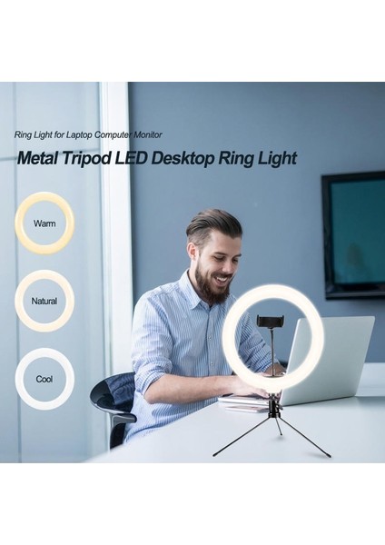 Masa Ayaklı 10 Inç LED Ring Lıght Influencer Youtuber Tiktok Telefon Tutucu Makyaj Işığı