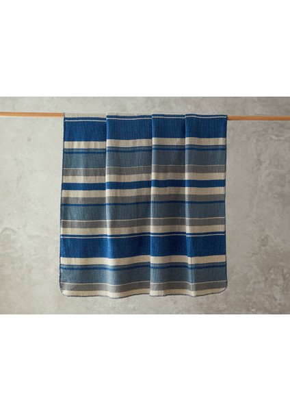 Striped Dört Mevsim Tek Kişilik Battaniye 150X200 cm Mavi