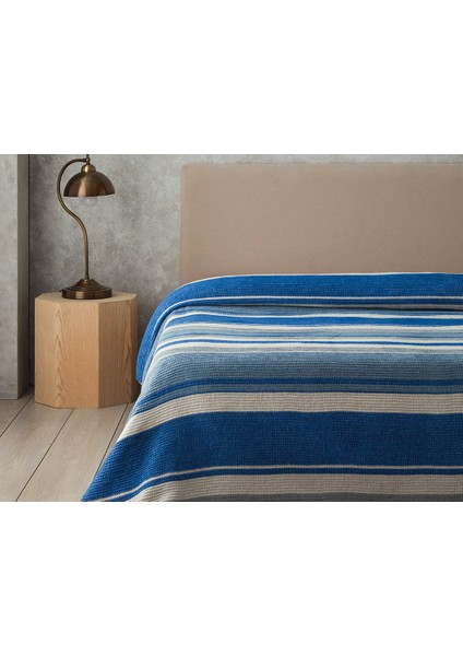 Striped Dört Mevsim Tek Kişilik Battaniye 150X200 cm Mavi