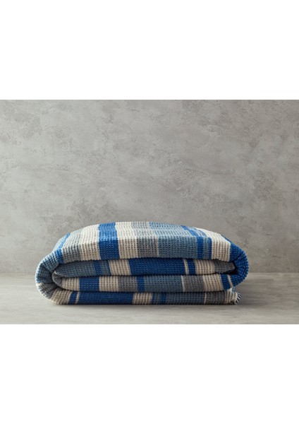 Striped Dört Mevsim Tek Kişilik Battaniye 150X200 cm Mavi