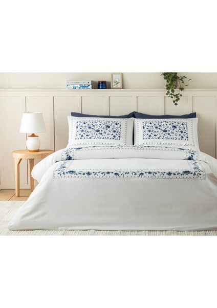 Flower Chain Dijital Baskılı Soft Cotton Çift Kişilik Nevresim Takımı 200X220 cm Lacivert