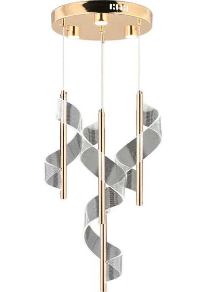 Jadon 4'lü Yuvarlak 3 Renkli 35 Watt Gold Kristal Ledli Modern Oturma Odası Salon Sarkıt Avize modelleri