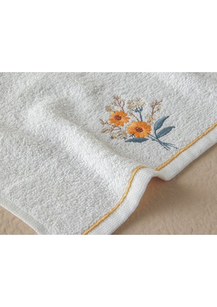 Sunflowers Pamuklu Nakışlı Yüz Havlusu Seti 50X80+30X45 cm Ekru fiyatları