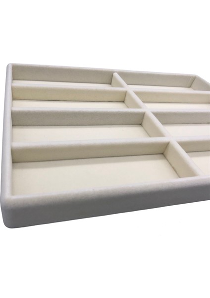 Yerli Üretim New York Model Süet Kumaş Krem Renk 8 Bölmeli Çekmece Içi Gözlük Standı modelleri