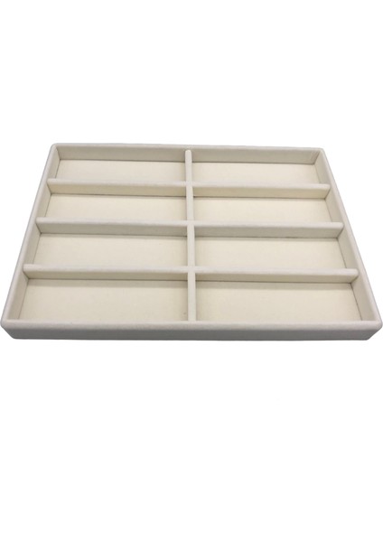 Yerli Üretim New York Model Süet Kumaş Krem Renk 8 Bölmeli Çekmece Içi Gözlük Standı fırsatları