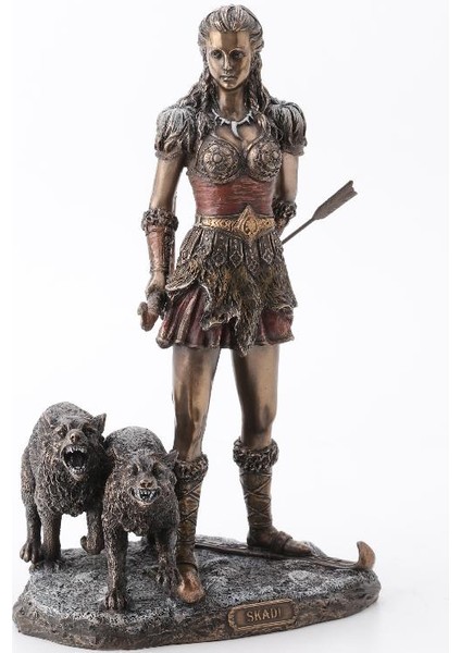 Kurtlu Mitolojik Skadi Figürü 28CM