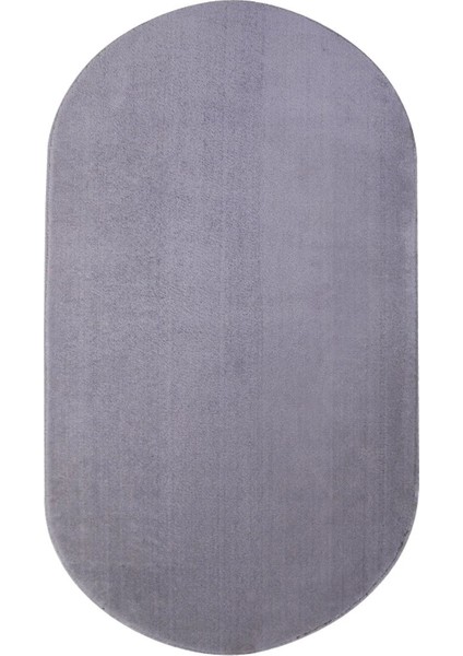 Açık Gri Fluffy Oval Post Peluş Halı Kaymaz Taban Yumuşacık Yolluk Modern Halı