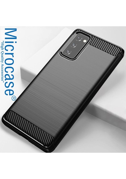 Samsung Galaxy S20 Fe Fan Edition Brushed Carbon Fiber Silikon Kılıf - Siyah