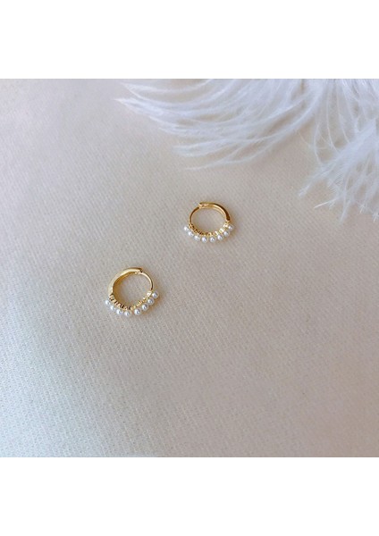 S925 Gümüş Kompakt Inci Küpe (Yurt Dışından)