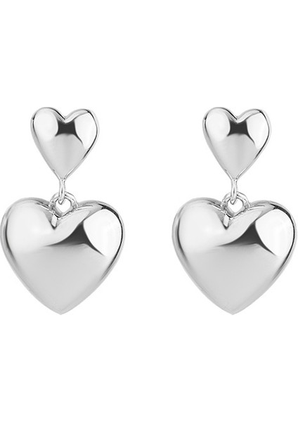 Gümüş Kalp Saplama Vintage Temperament Küpe (Yurt Dışından)