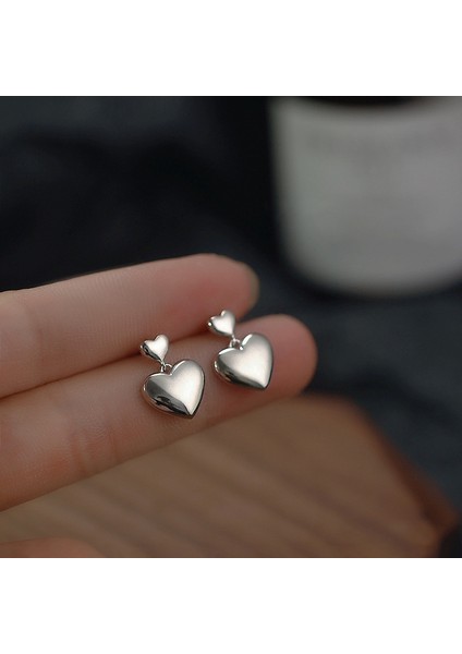 Gümüş Kalp Saplama Vintage Temperament Küpe (Yurt Dışından) modelleri