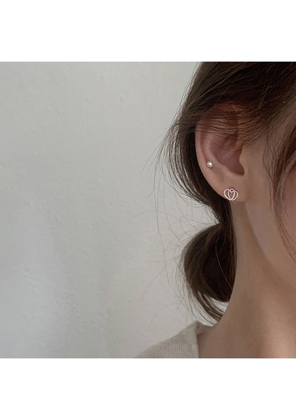 Gümüş Çift Katlı Kalp Saplama Premium Küpe (Yurt Dışından) fırsatları