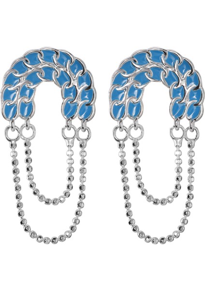 925 Ayar Gümüş Bulut Zincir Mavi Küpe (Yurt Dışından) fiyatları