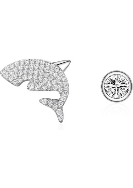 S925 Gümüş Jaws Tasarım Küpe (Yurt Dışından)