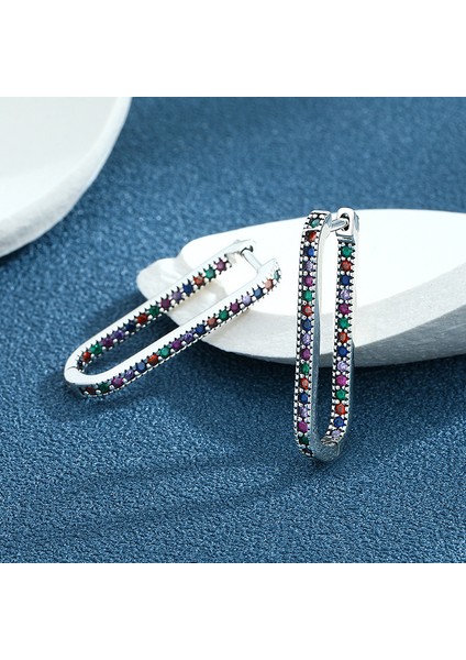 S925 Gümüş Dikdörtgen Retro Geometrik Küpe (Yurt Dışından) modelleri