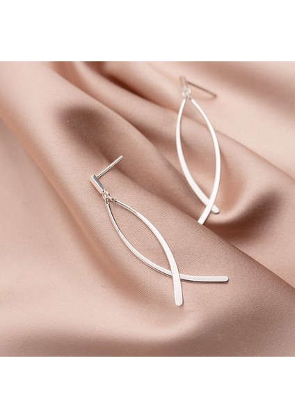 S925 Çizgi Püsküllü Çok Yönlü Küpe (Yurt Dışından)