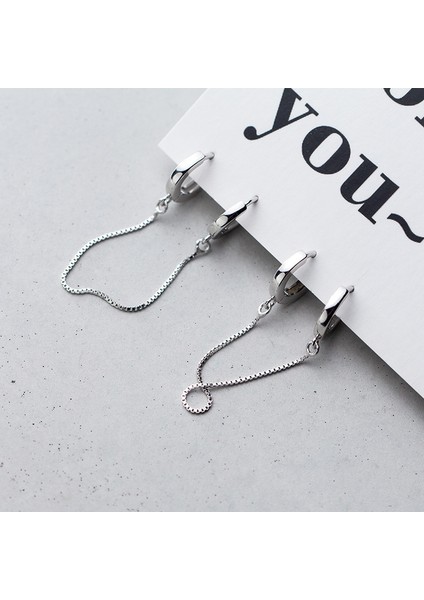 S925 Gümüş Kulak Çemberi Zincir Uzun Mizaç Küpe (Yurt Dışından)