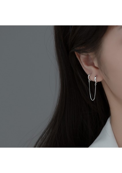 S925 Gümüş Kulak Çemberi Zincir Uzun Mizaç Küpe (Yurt Dışından) fırsatları