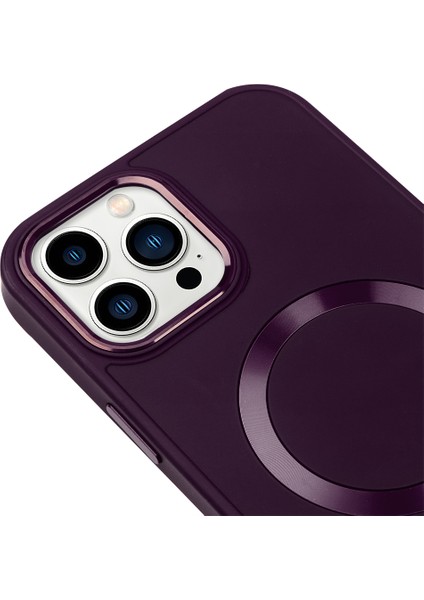 iPhone 14 Pro Max Magsafe Mat Mor Kablosuz Şarj Kılıfı