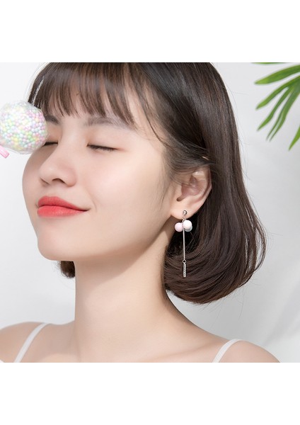 S925 Gümüş Itiraf Balon Renkli Top Çok Yönlü Küpe (Yurt Dışından)