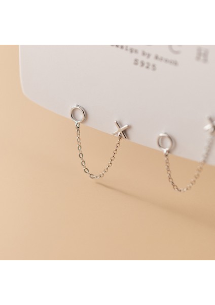 S925 Gümüş Geometrik Zincir Çok Yönlü Küpe (Yurt Dışından)