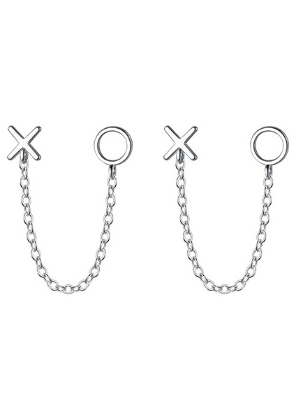 S925 Gümüş Geometrik Zincir Çok Yönlü Küpe (Yurt Dışından) fiyatları