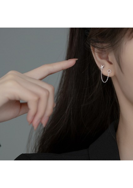 S925 Gümüş Geometrik Zincir Çok Yönlü Küpe (Yurt Dışından) modelleri