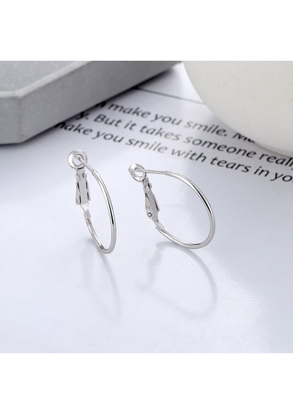 S925 Gümüş Daire Mizaç Çok Yönlü Küpe (Yurt Dışından)