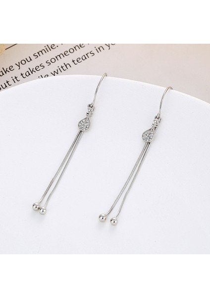 S925 Ayar Gümüş Popüler Pipa Şeklinde Püsküllü Kulak Teli Küpe (Yurt Dışından)