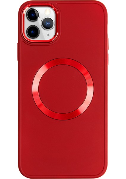 iPhone 11 Pro Max Magsafe Mat Kırmızı Kablosuz Şarj Kılıfı