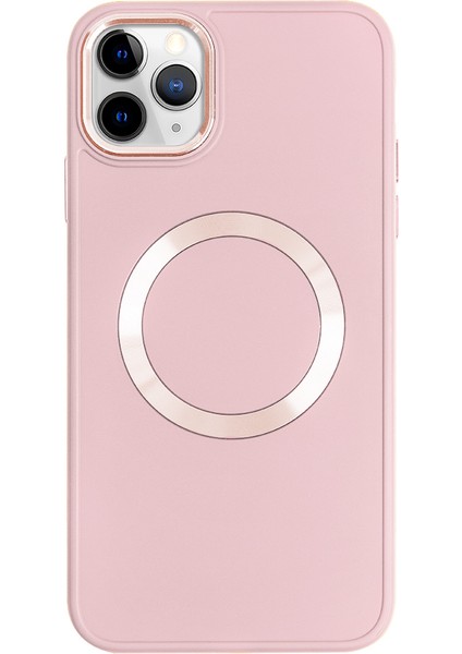 iPhone 11 Pro Max Magsafe Mat Pembe Kablosuz Şarj Kılıfı