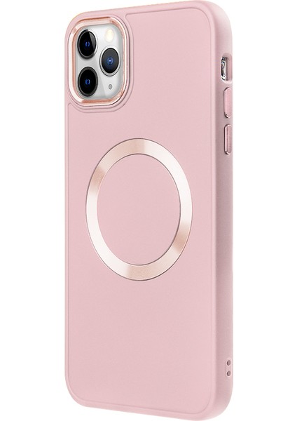 iPhone 11 Pro Max Magsafe Mat Pembe Kablosuz Şarj Kılıfı