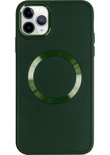 iPhone 11 Pro Magsafe Mat Yeşil Kablosuz Şarj Kılıfı