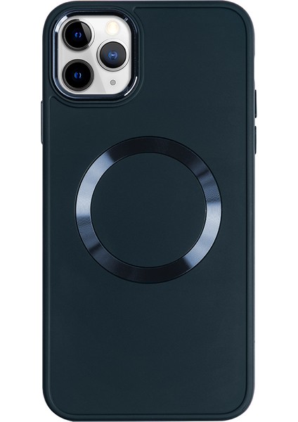 iPhone 11 Pro Max Magsafe Mat Lacivert Kablosuz Şarj Kılıfı