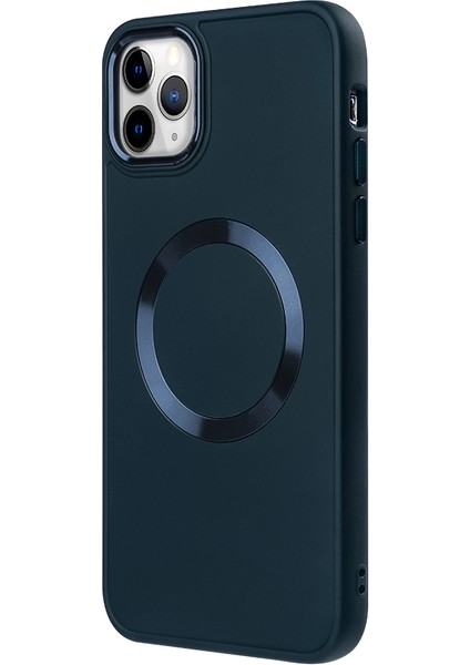 iPhone 11 Pro Max Magsafe Mat Lacivert Kablosuz Şarj Kılıfı