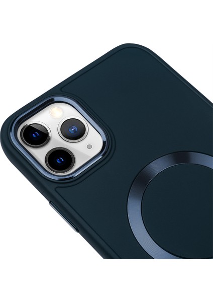 iPhone 11 Pro Max Magsafe Mat Lacivert Kablosuz Şarj Kılıfı