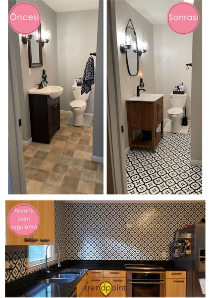 1Adet Lvt Zemin ve Duvar Kaplama Kendinden Yapışkanlı 30CM×30CM Mutfak Banyo Antre Karo