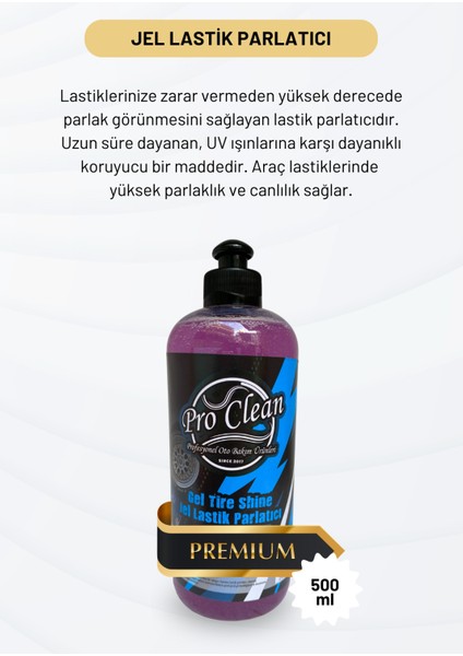 Lastik Parlatıcı Jel Premium 500ML Ve Lastik Süngeri