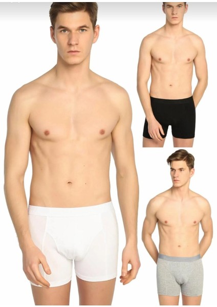 Erkek Pamuklu Likralı Boxer 6"li Paket