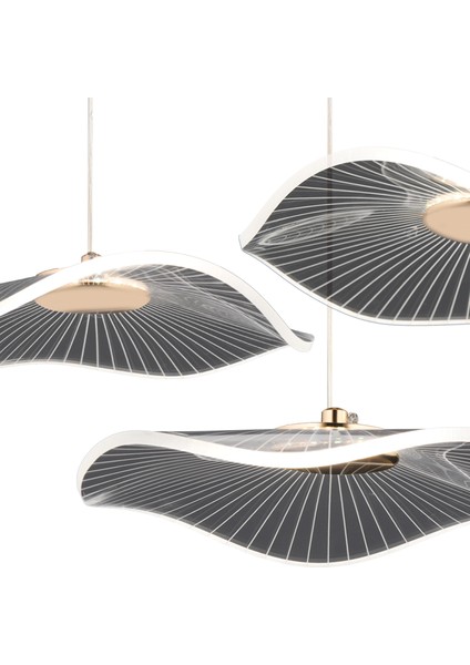 Jolie 3'lü Sıralı 3 Renkli 26 Watt Gold Kristal Ledli Modern Oturma Odası Salon Sarkıt Avize