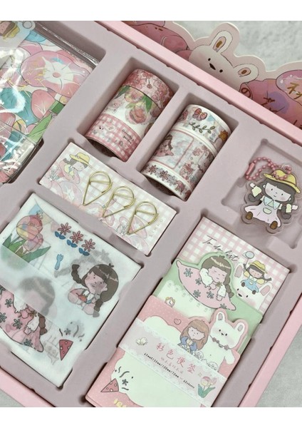 Sevi ml i Dorothy ve Bahçesi Pembe Dopdolu Hediye Seti Kutu Set Notebook Bullet Journal scrapbook