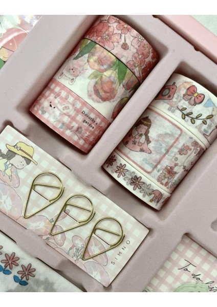 Sevi ml i Dorothy ve Bahçesi Pembe Dopdolu Hediye Seti Kutu Set Notebook Bullet Journal scrapbook